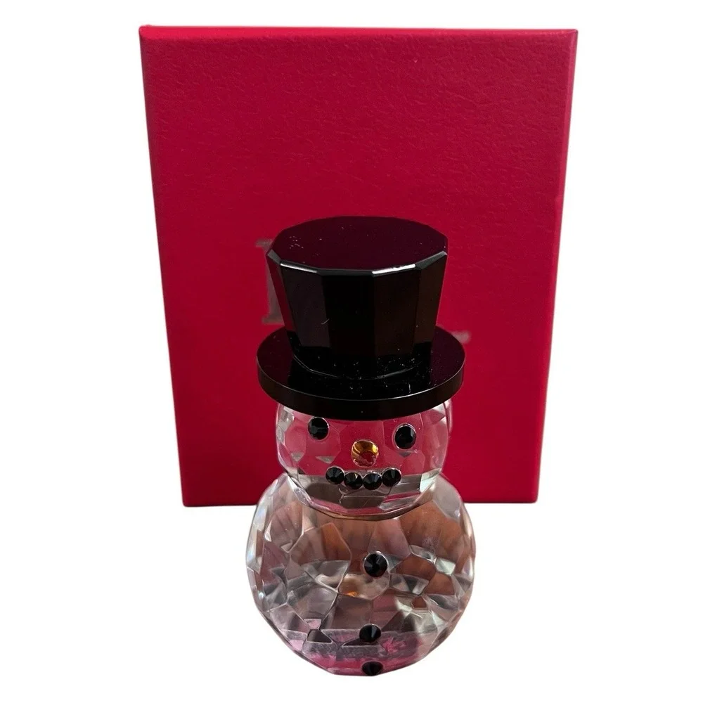 Crystal Snowman Clear  Christmas Figurine / Figure ~ Hyaline & Dora ~ H&D ~ New
